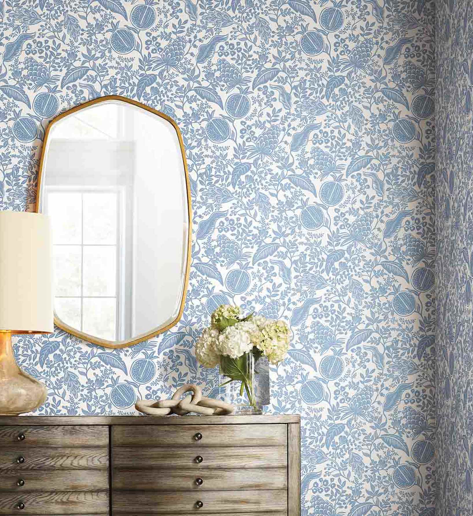 Pomegranate Wallpaper - White & Blue - Image 2
