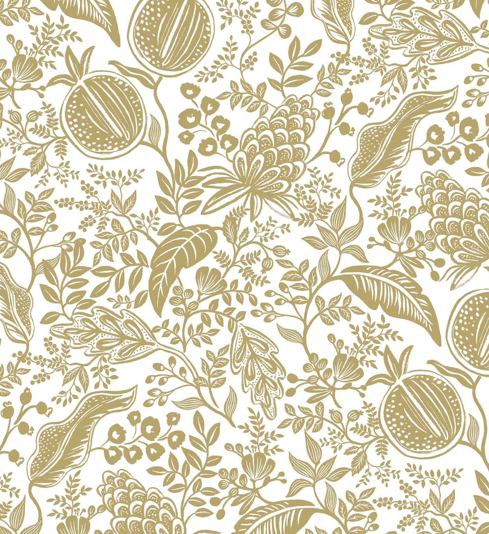 Pomegranate Wallpaper - White & Metallic Gold - Image 3