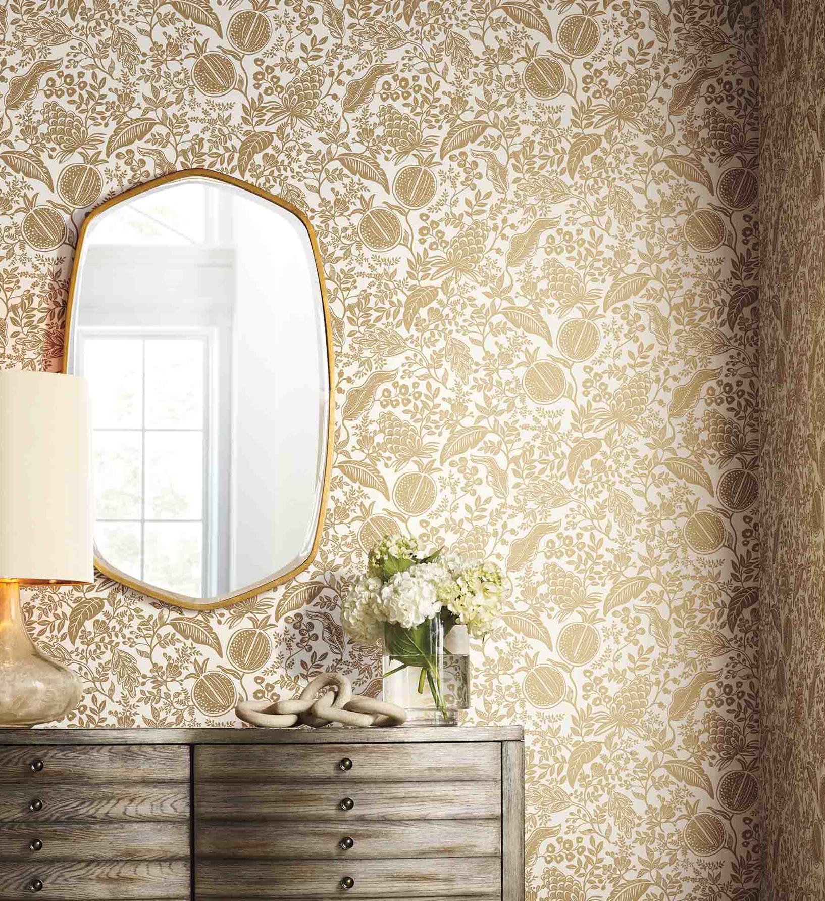 Pomegranate Wallpaper - White & Metallic Gold - Image 2