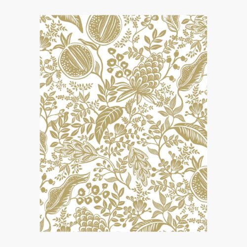 Pomegranate Wallpaper Sample - White & Metallic Gold