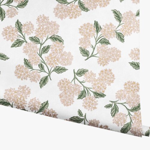 Hydrangea Wallpaper - White & Blush