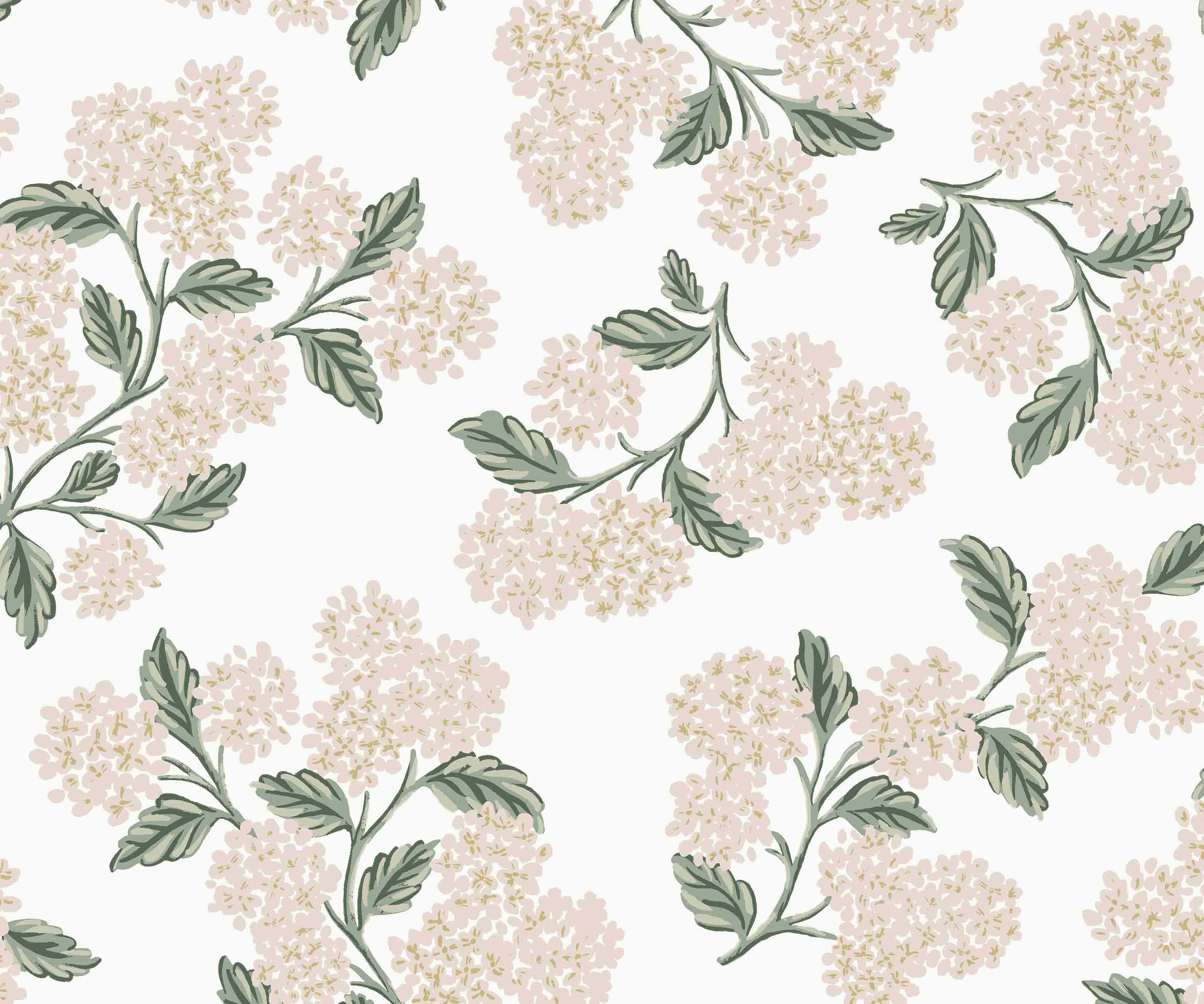 Hydrangea Wallpaper - White & Blush - Image 3