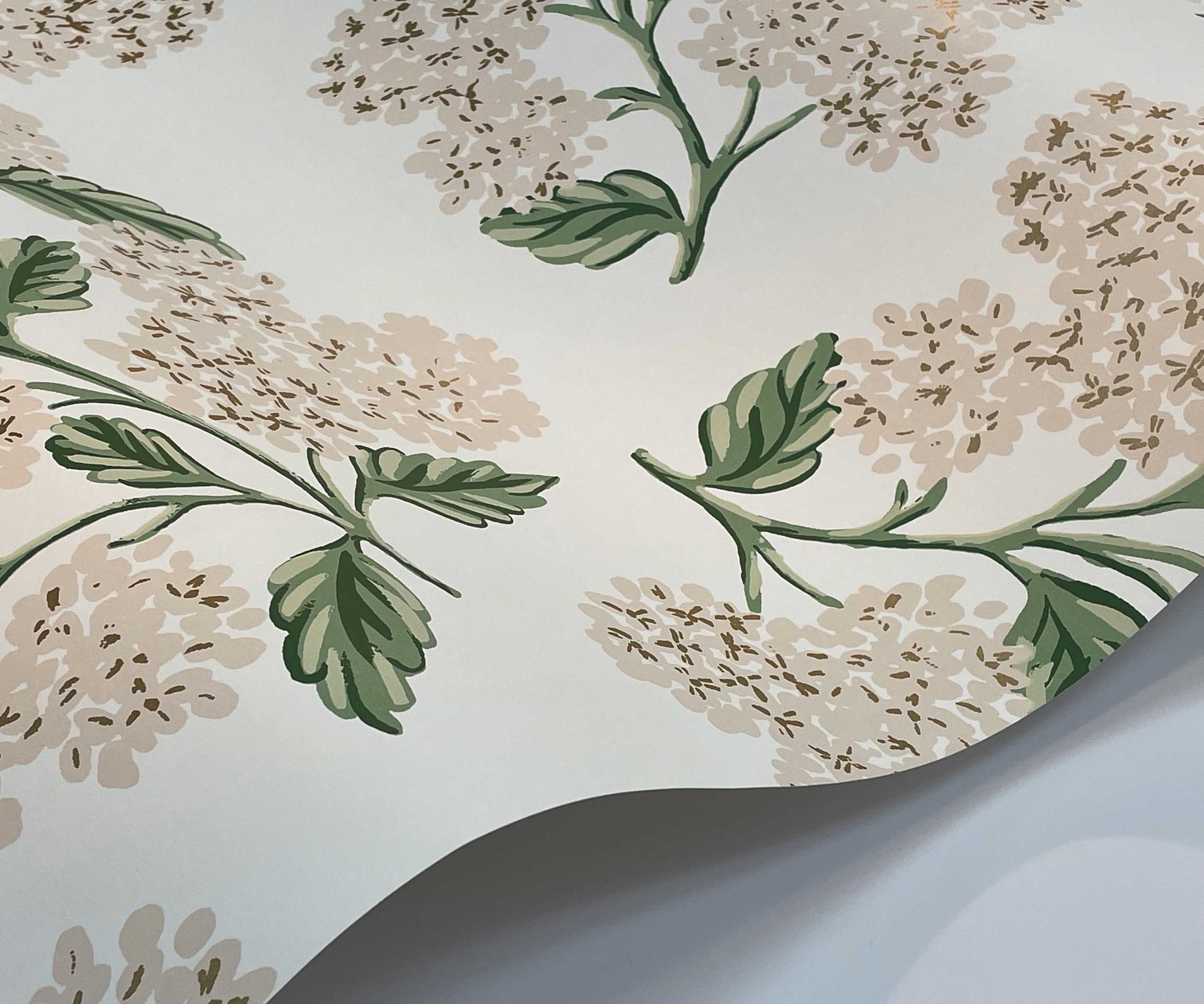 Hydrangea Wallpaper - White & Blush - Image 4