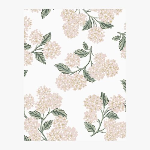 Hydrangea Wallpaper Sample - White & Blush