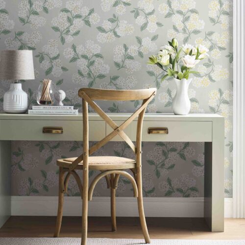 Alternative view of Hydrangea Wallpaper - Linen