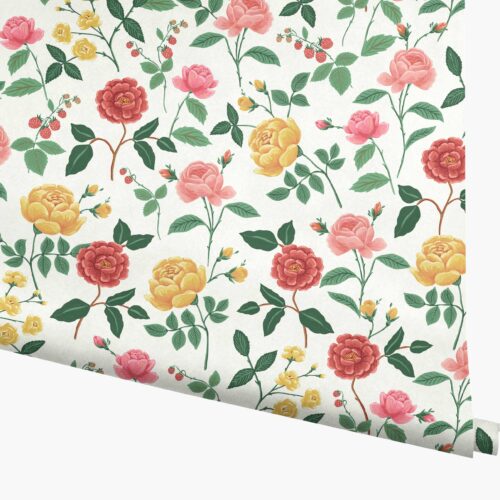 Roses Wallpaper - White & Blush