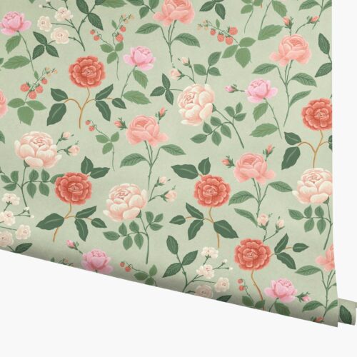 Roses Wallpaper - Mint
