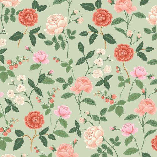 Alternative view of Roses Wallpaper - Mint