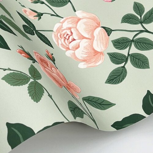 Alternative view of Roses Wallpaper Sample - Mint