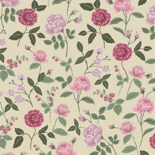 Alternative view of Roses Wallpaper - Linen