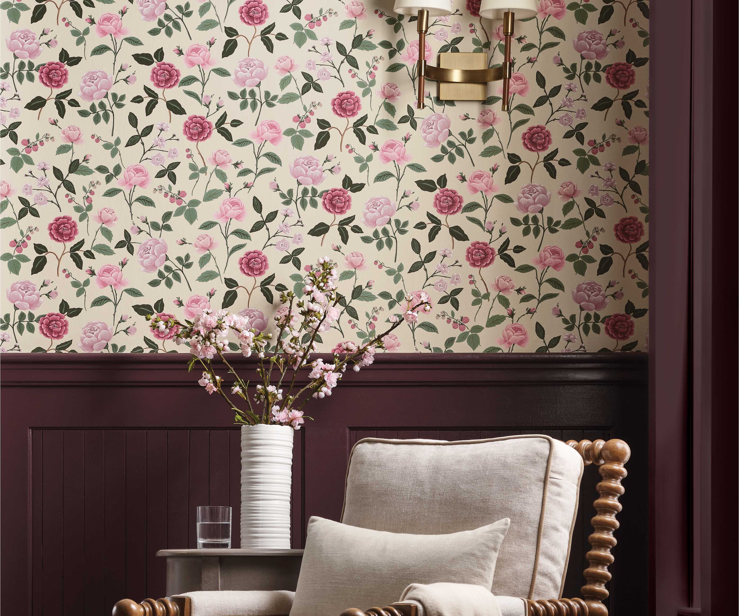 Roses Wallpaper Sample - Linen - Image 3