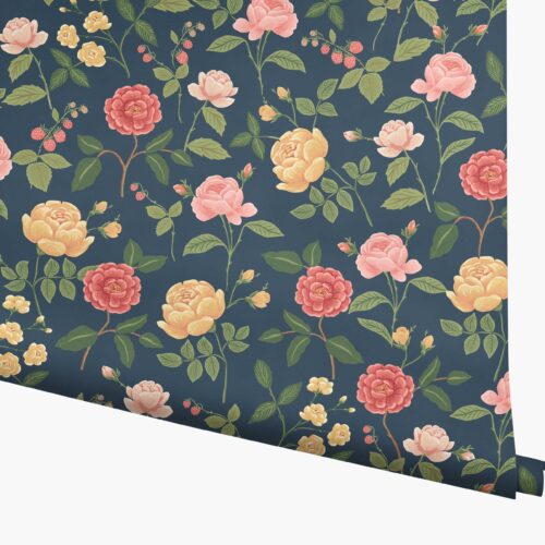 Roses Wallpaper - Navy
