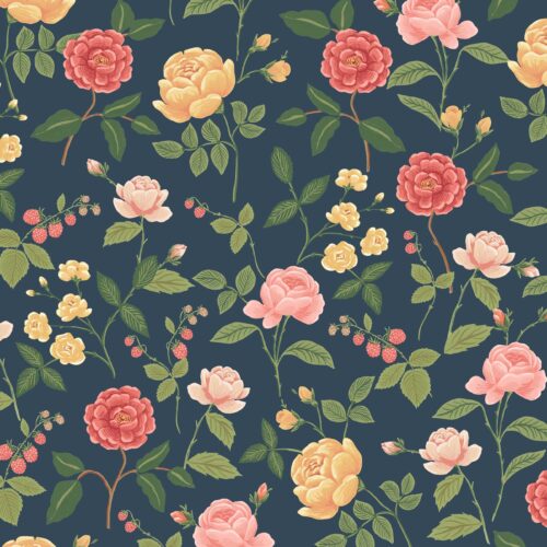 Alternative view of Roses Wallpaper - Navy