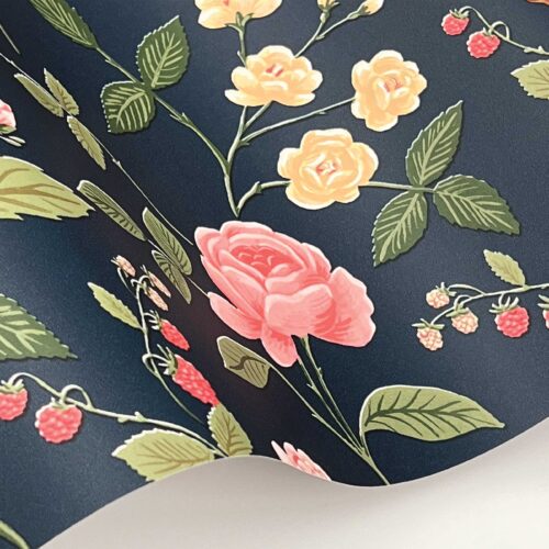 Alternative view of Roses Wallpaper Sample - Navy