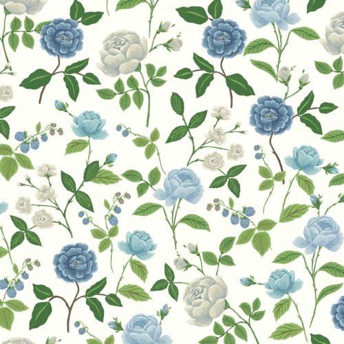 Alternative view of Roses Wallpaper - White & Blue