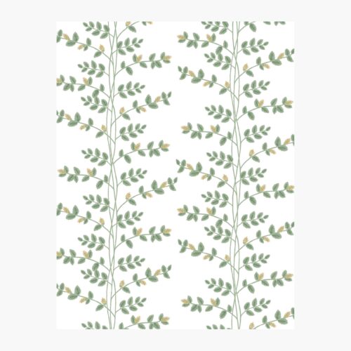 Climbing Vines Wallpaper Sample - White & Metallic Gold