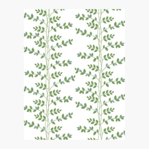 Climbing Vines Wallpaper Sample - White & Blue
