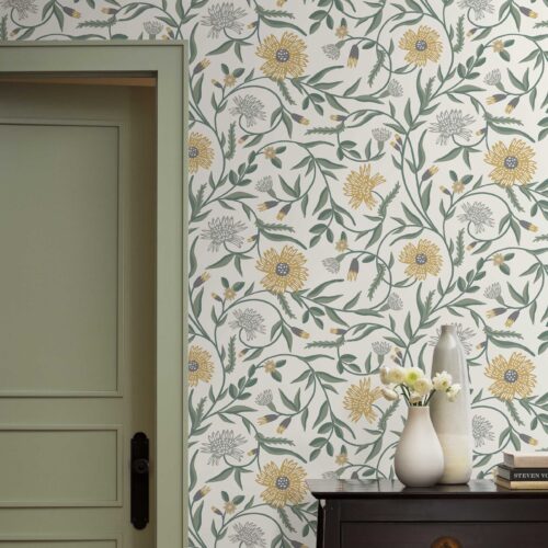 Alternative view of Aster Wallpaper - Linen & Gold