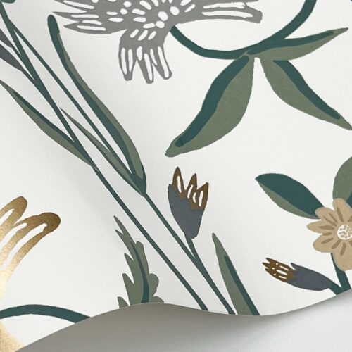 Alternative view of Aster Wallpaper Sample - Linen & Gold