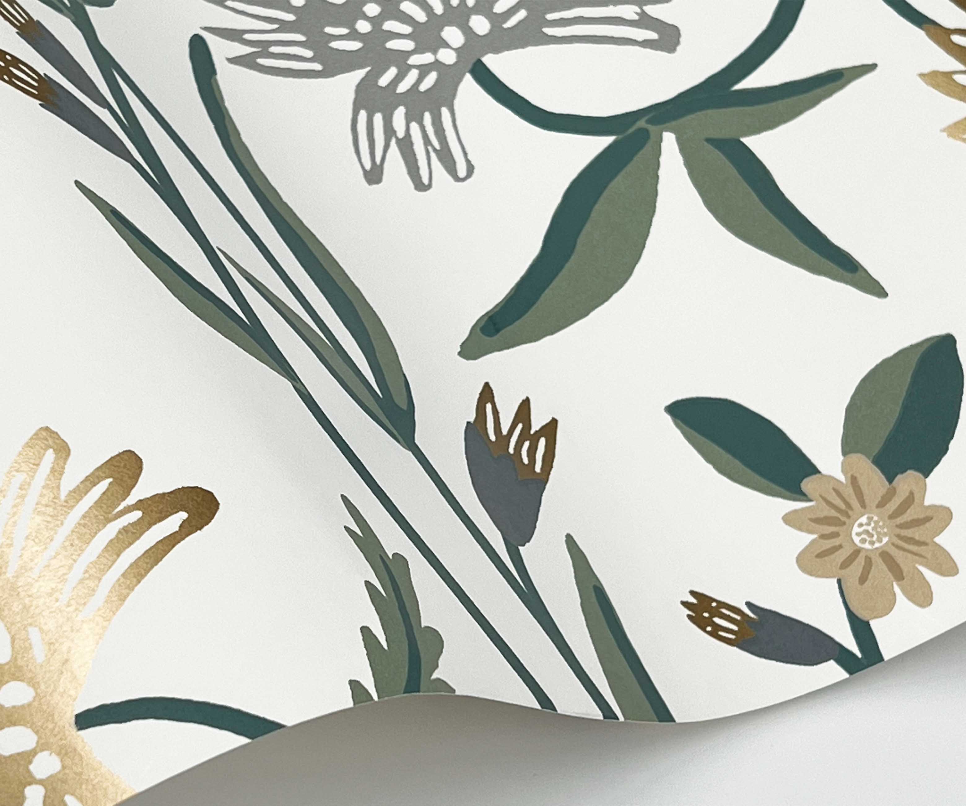 Aster Wallpaper Sample - Linen & Gold - Image 2