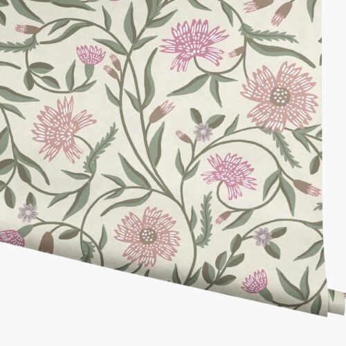 Aster Wallpaper - Linen & Rose