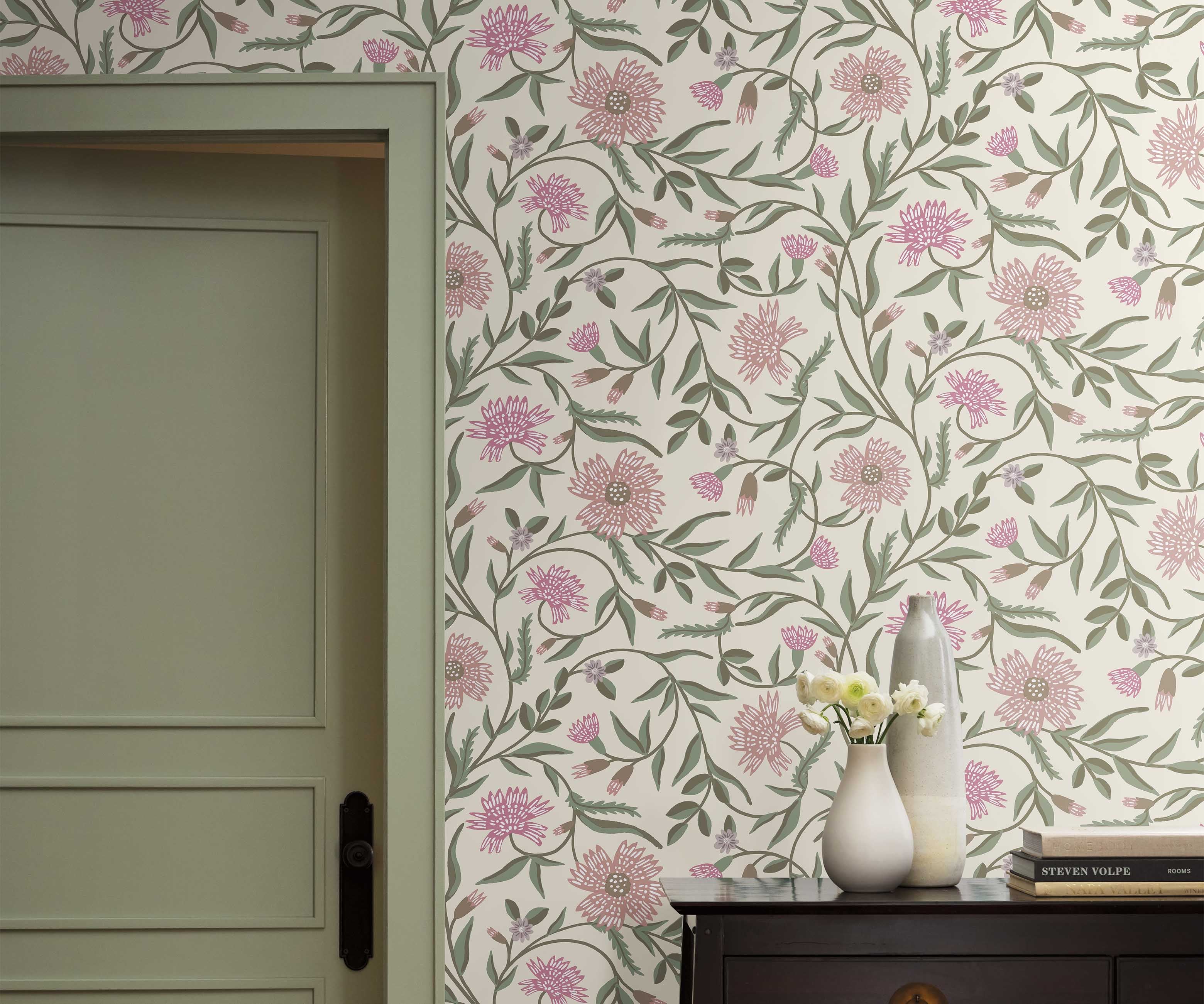 Aster Wallpaper Sample - Linen & Rose - Image 3