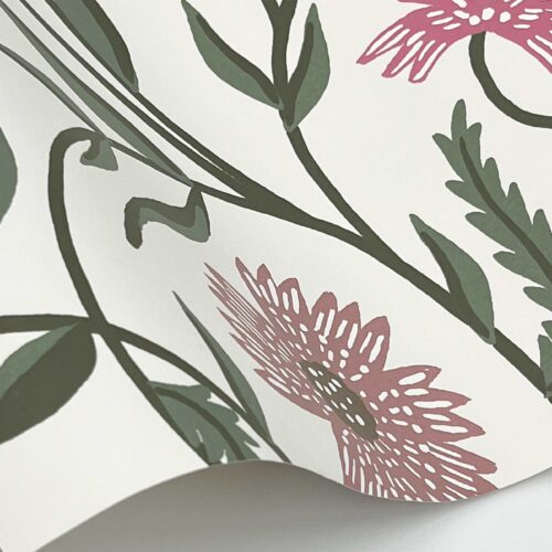 Alternative view of Aster Wallpaper Sample - Linen & Rose
