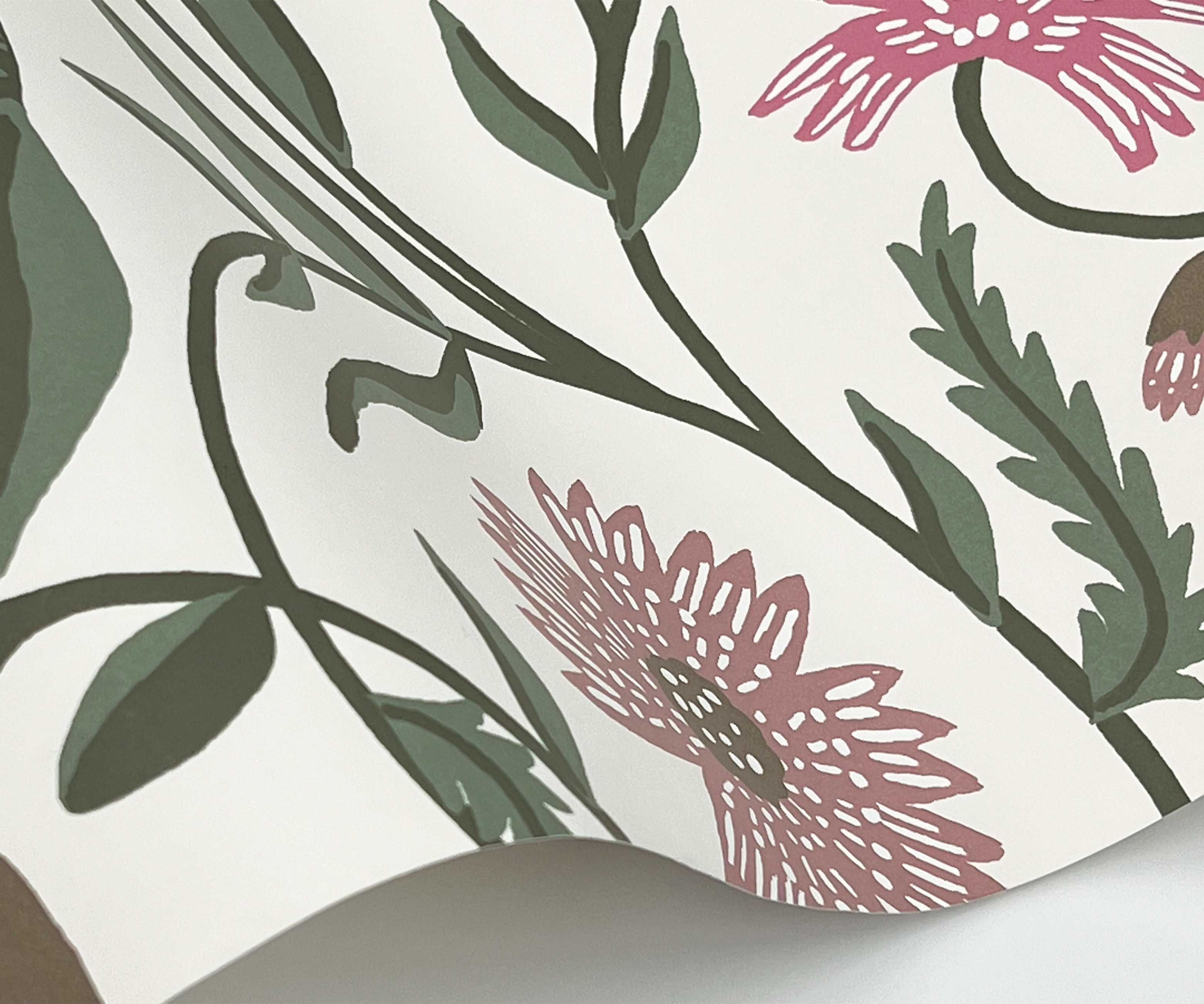 Aster Wallpaper Sample - Linen & Rose - Image 2
