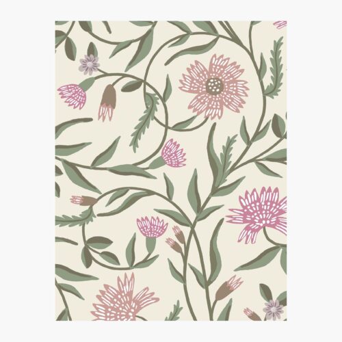 Aster Wallpaper Sample - Linen & Rose