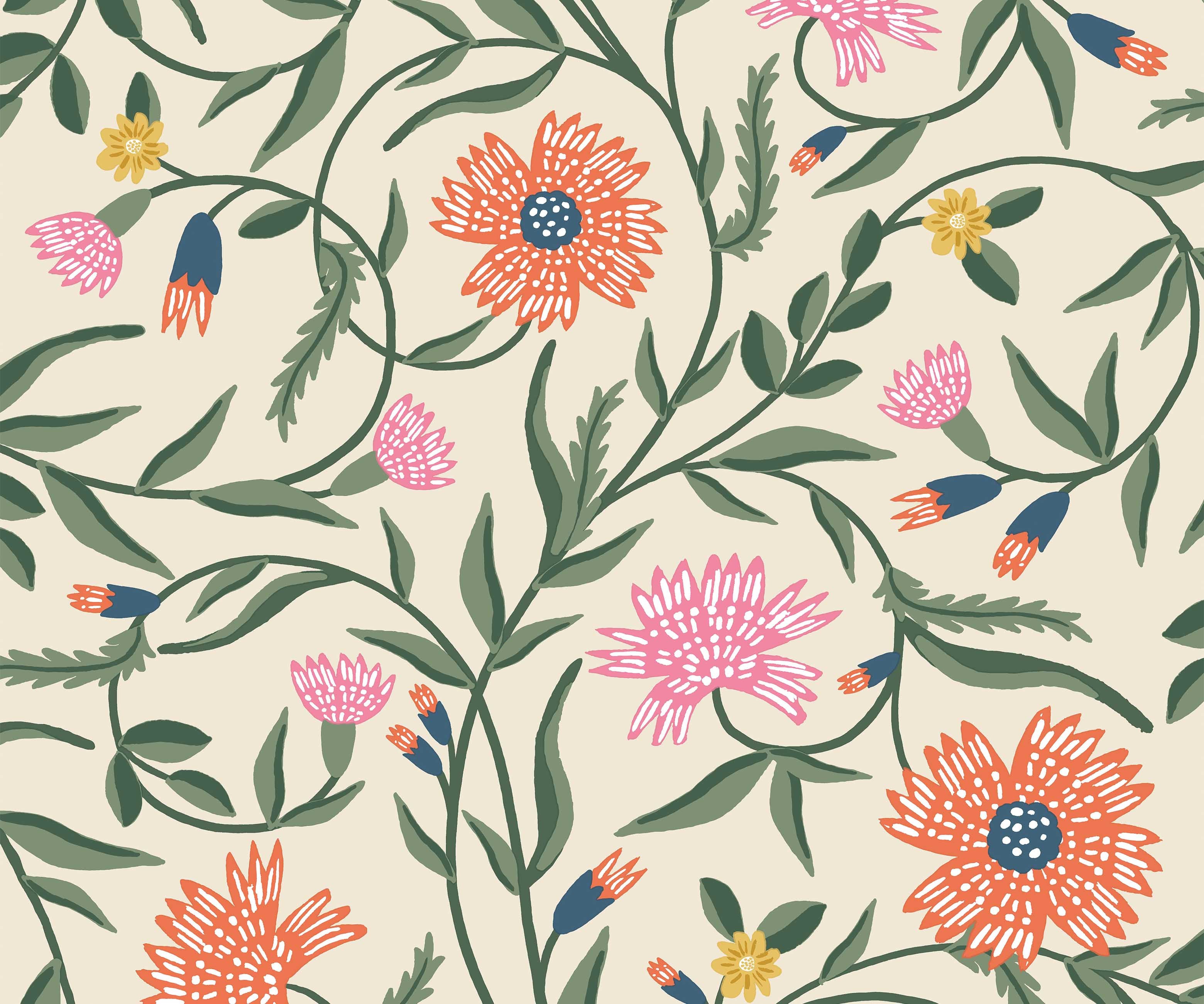 Aster Wallpaper - Linen & Coral - Image 3