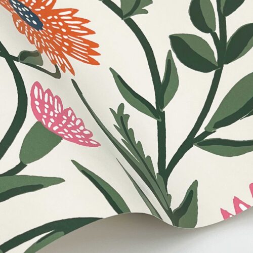 Alternative view of Aster Wallpaper Sample - Linen & Coral