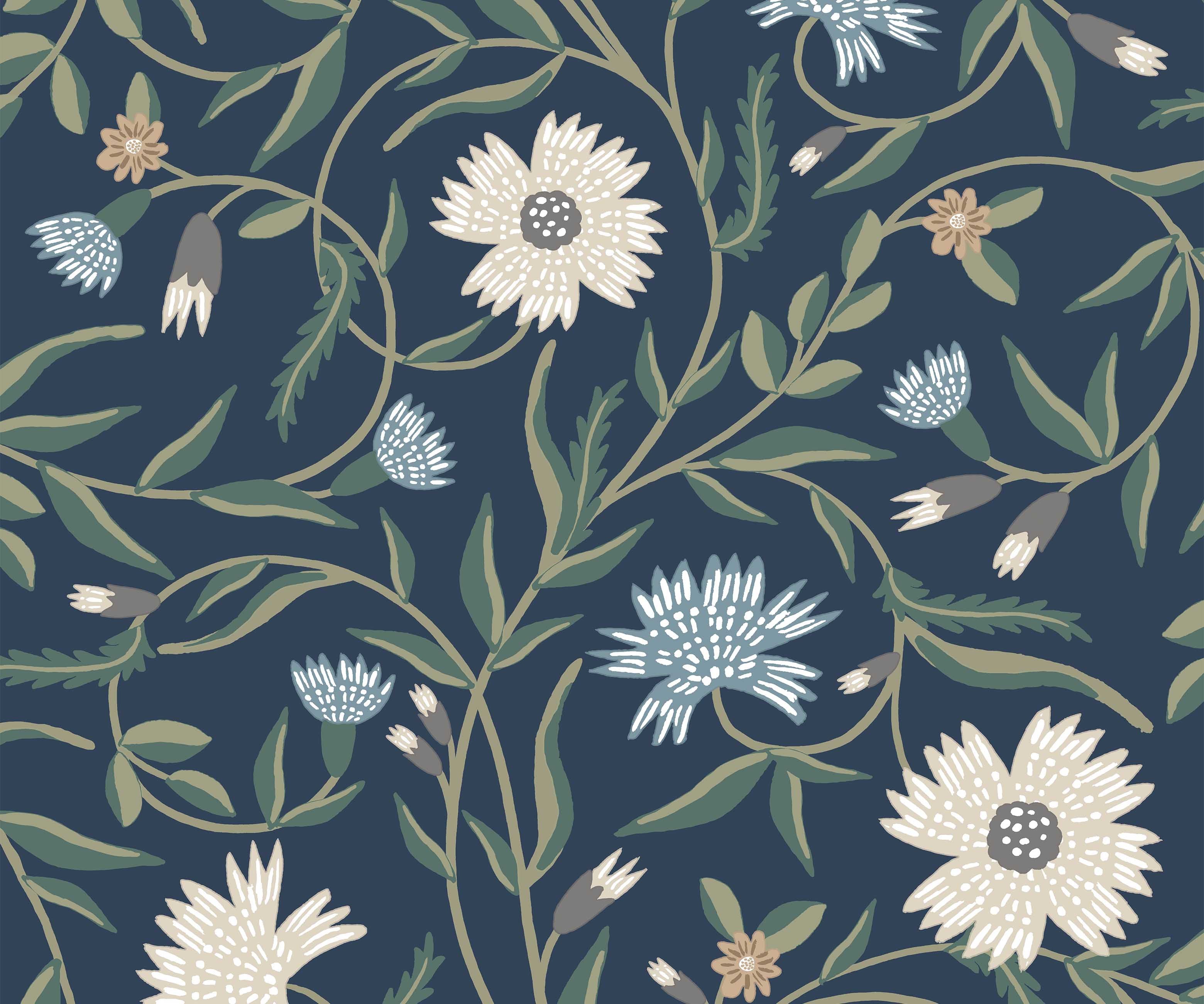 Aster Wallpaper - Navy - Image 3