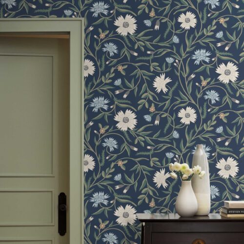 Alternative view of Aster Wallpaper - Navy