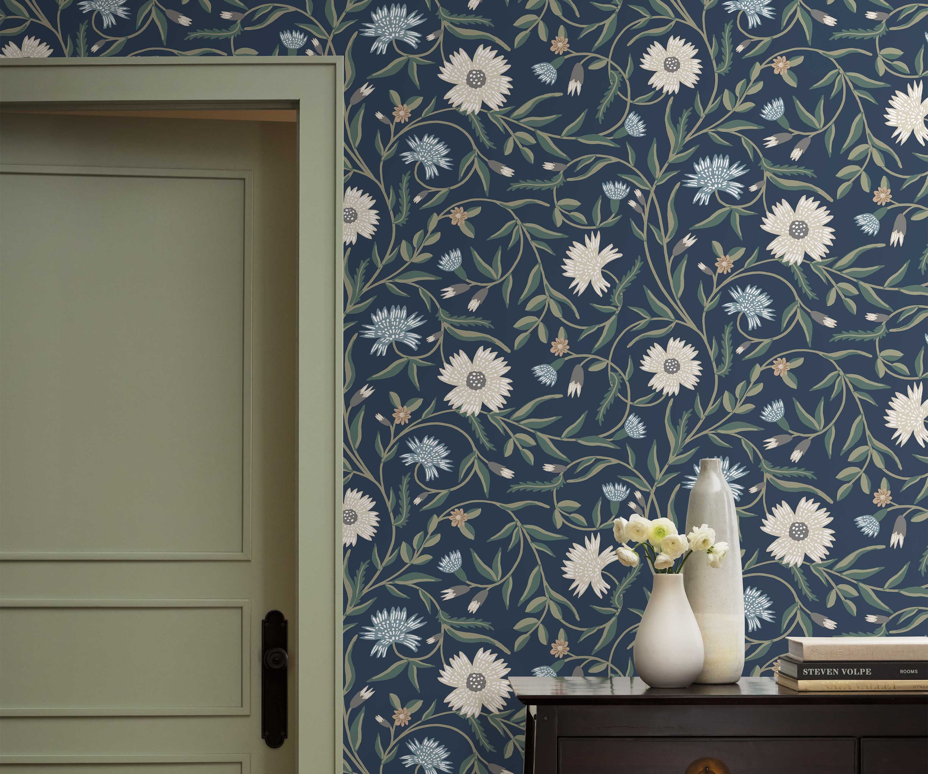 Aster Wallpaper - Navy - Image 2