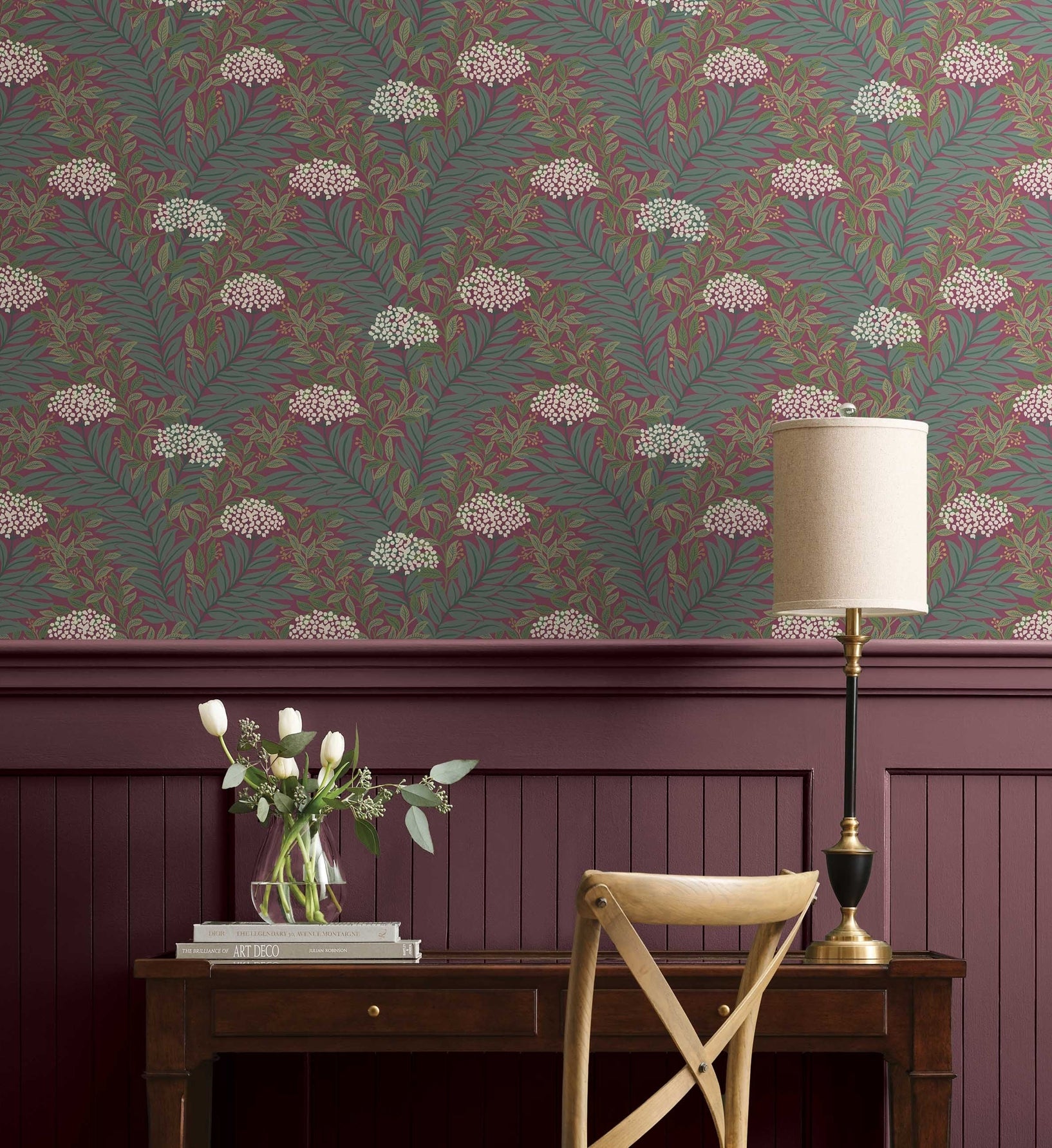 Highgrove Wallpaper - Burgundy - Image 2