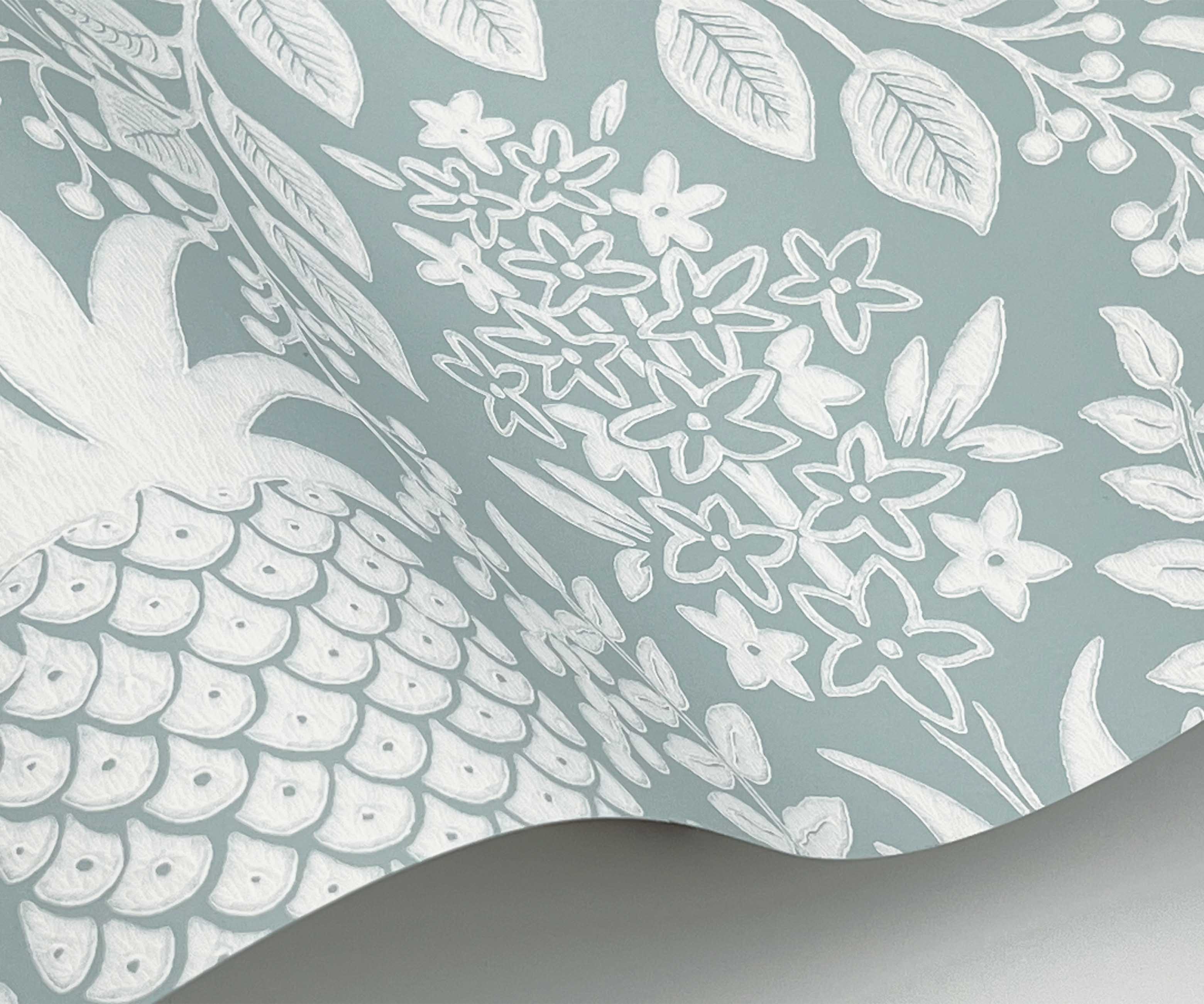 Pineapple Damask Wallpaper - Light Blue - Image 4