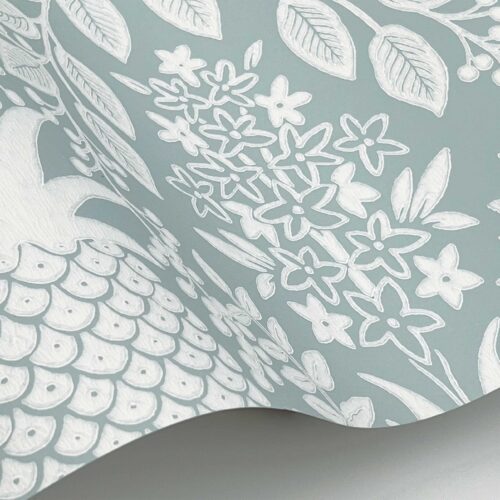 Alternative view of Pineapple Damask Wallpaper Sample - Light Blue