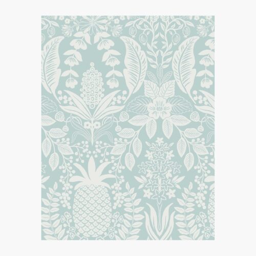 Pineapple Damask Wallpaper Sample - Light Blue
