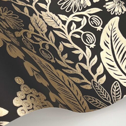 Alternative view of Pineapple Damask Wallpaper Sample - Black & Gold