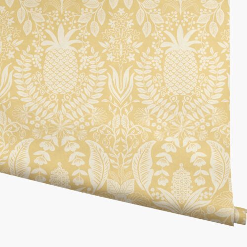 Pineapple Damask Wallpaper - Yellow