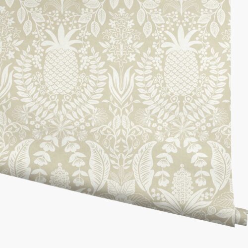 Pineapple Damask Wallpaper - Linen