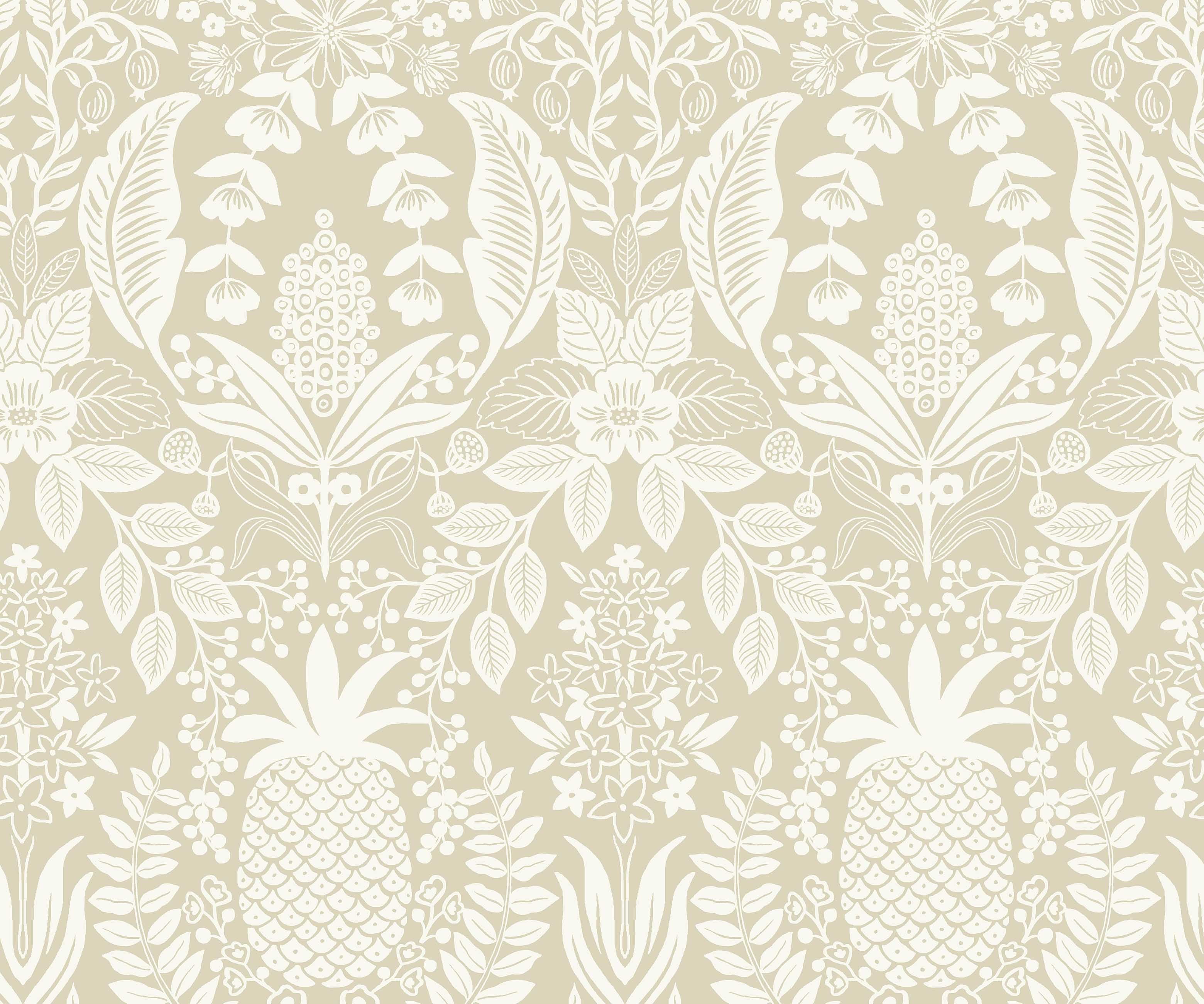 Pineapple Damask Wallpaper - Linen - Image 3
