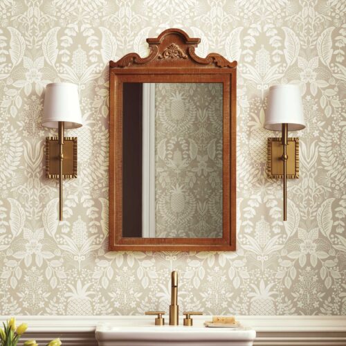 Alternative view of Pineapple Damask Wallpaper - Linen