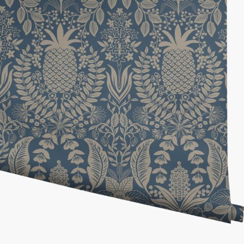 Pineapple Damask Wallpaper - Navy