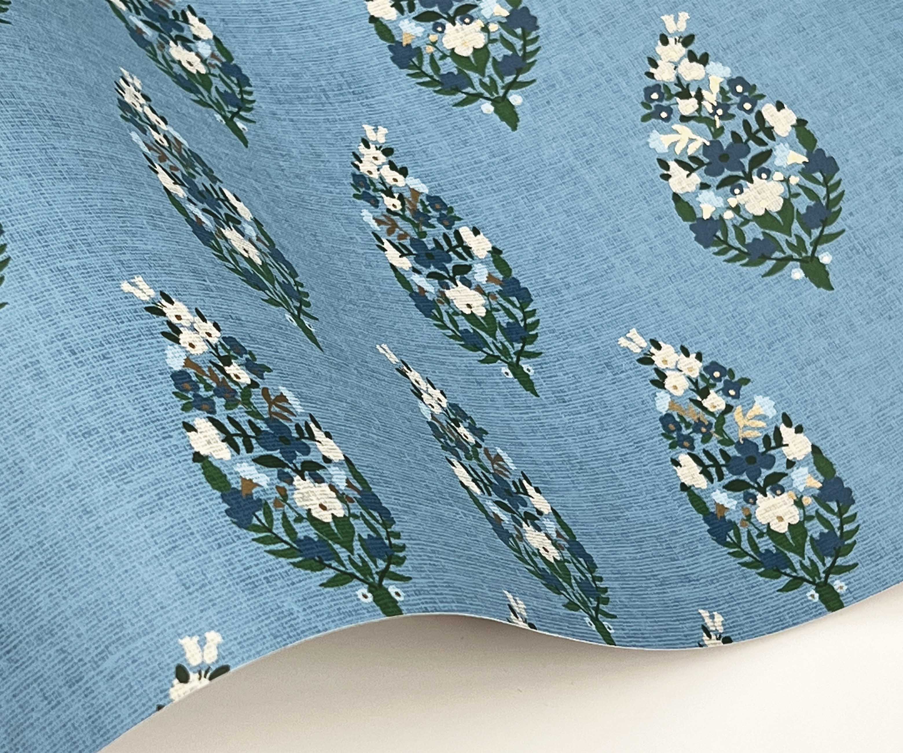 Paisley Wallpaper Sample - Blue - Image 2