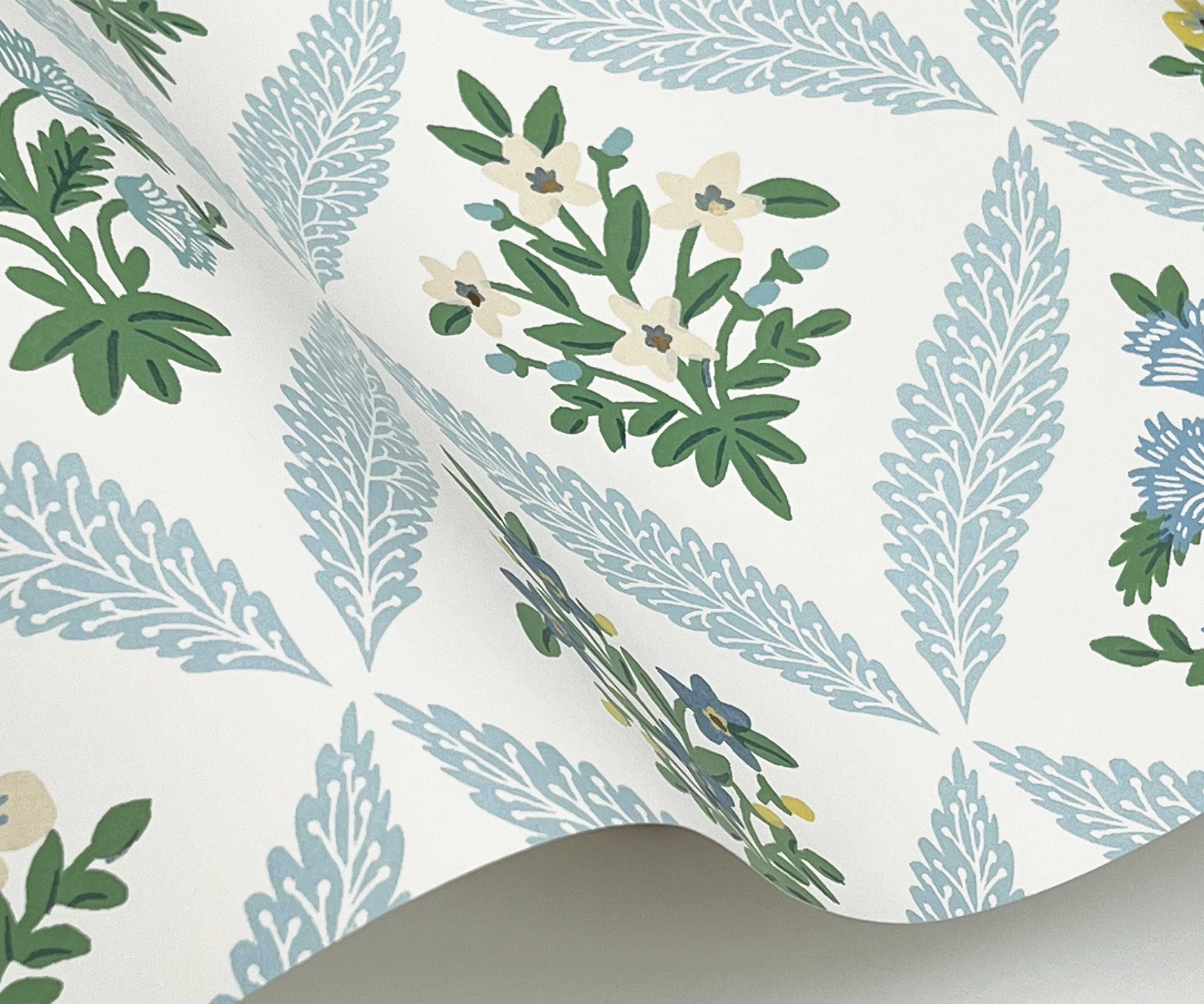 Estee Garden Wallpaper Sample - Blue Multi - Image 2