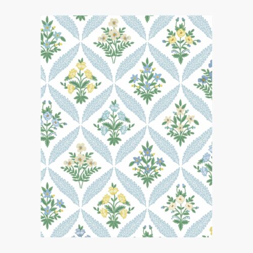 Estee Garden Wallpaper Sample - Blue Multi