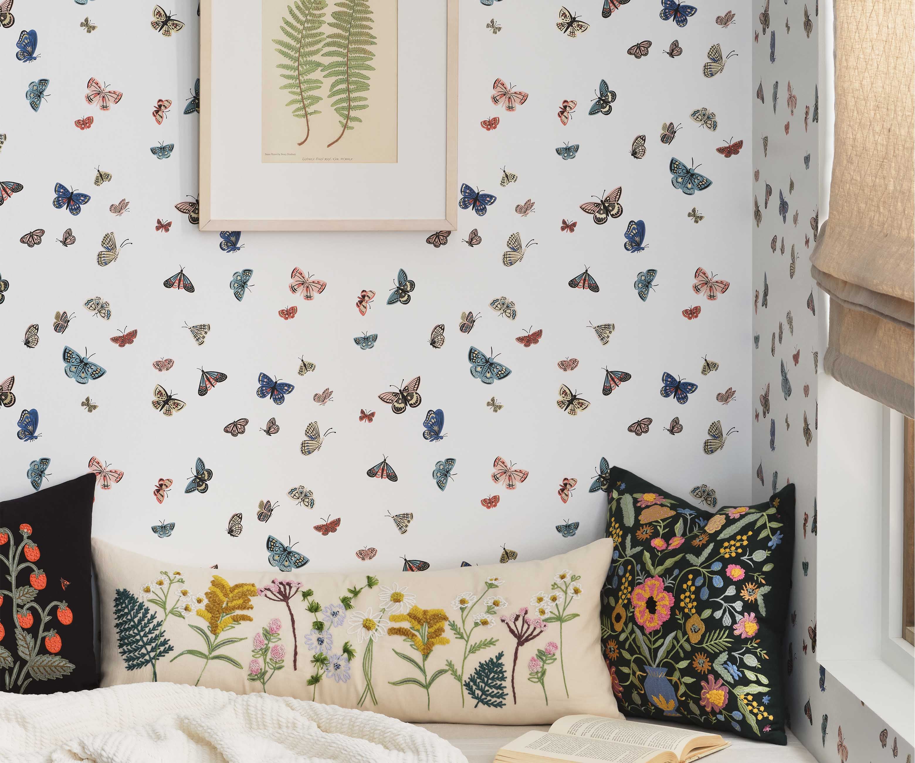 Butterfly House Wallpaper Sample - White - Image 3
