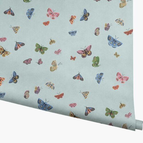 Butterfly House Wallpaper - Light Blue