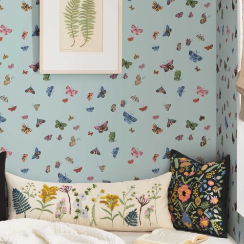Alternative view of Butterfly House Wallpaper - Light Blue